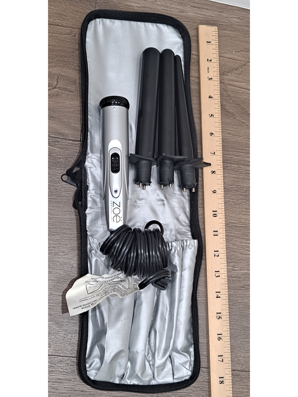 ZOE Triple Barrel Curling Wand - Silver and Black
